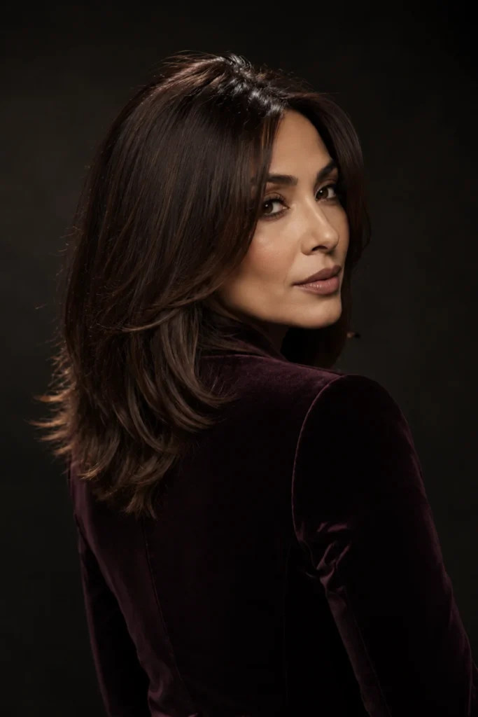 Long bob haircut with soft V-layers for women over 40