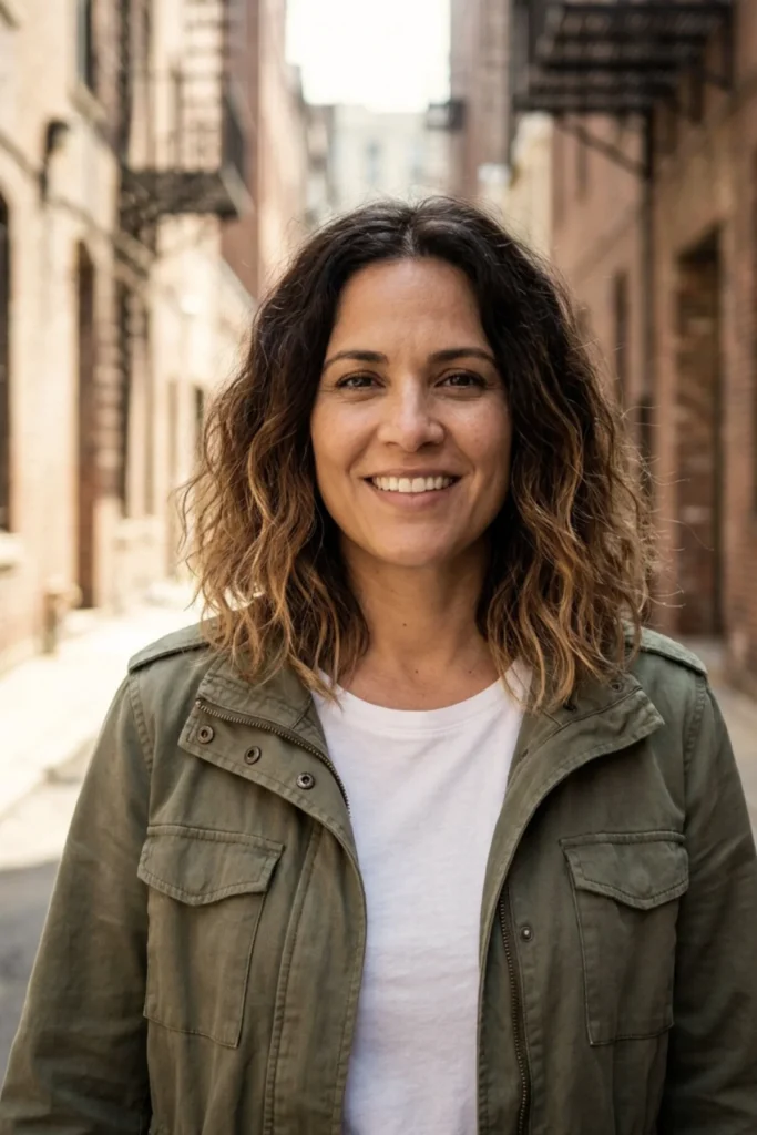 Low-maintenance textured lob haircut for women over 40
